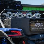 Custom sound system and subwoofer box installed on can-am maverick x3